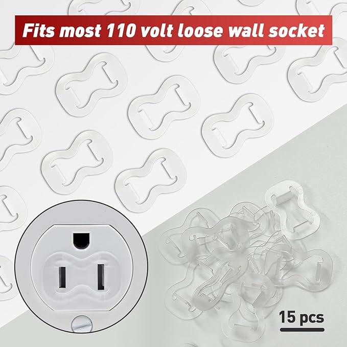 15-Pack Loose Outlet Fix Plug - Ensure Secure Connection for Power Plugs - Socket Extender Prevents Loose Socket Issues - Easily Fix Loose Outlets - Won't Fall Out or Cut Off Electricity
