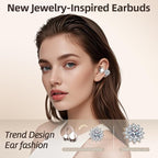 Jewelry-Inspired Clip On Earbuds,Comfortable Fit Open Ear Clip-On Headphones,Wireless Bluetooth Ear Cuff Headphones for Women,Mini Wireless Earrings Earbuds for Running, Office, Sport & Gift