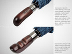 Balios Travel Folding Umbrella with Real Wood Handle Auto Open Close Vented Windproof Canopy - Designed in UK