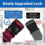 2 Pack Luggage Straps for Suitcases, Adjustable Travel Belt with Double Lock and Quick Release Buckle, Heavy Duty Nylon Bag Packing Strap, Bright Identifiers Business Travel Accessories-Pink Totem