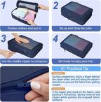 BAGAIL 4 Set/6 Set/8 Set Compression Packing Cubes Travel Accessories Expandable Packing Organizers (Square Mesh, 06-Navy)