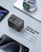Universal Travel Adapter, VINTAR 100W GaN International Power Adapter with 3 USB-C PD Fast Charging and 2 USB-A QC, All-in-one Outlet Converter Charger for Europe UK USA AUS(Type C/G/A/I)