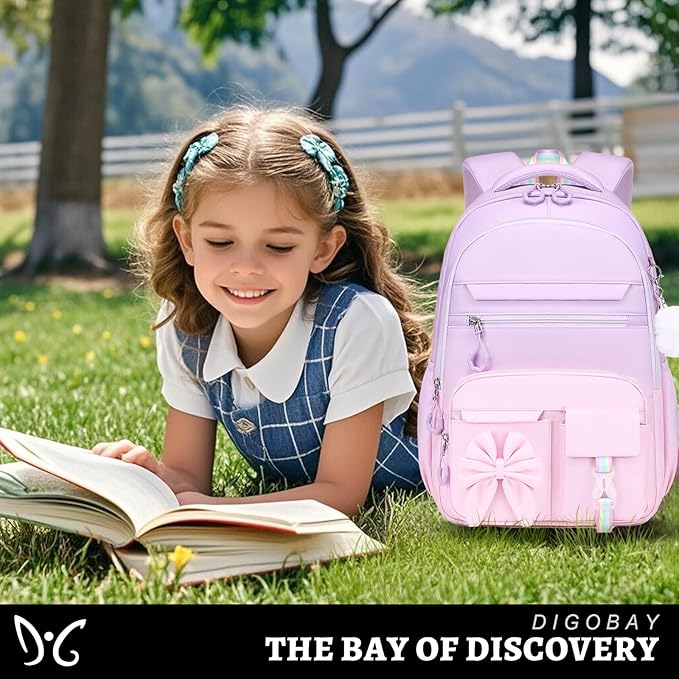 DIGOBAY Backpack for Girls, 3PCS Girls Backpack for School with Lunch Bag Pencil Case, Cute Kids Teens Bookbag for Kindergarten Elementary Preschool Middle School