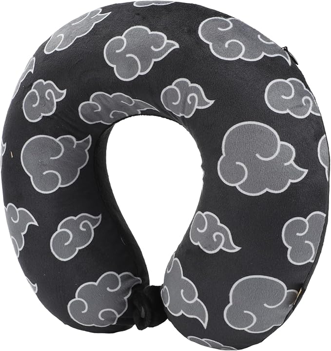 Bioworld Naruto Gray Clouds 3-Piece Neck Pillow Travel Set with Eye Mask & Blanket