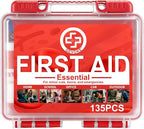 Gevoke Mini First Aid Kit - 135 Piece HardCase First Aid Box for Home, Car, Travel, Camping, Hiking, Truck, Sports, Office, Vehicle & Outdoor Emergencies - Medical Kit (Small)