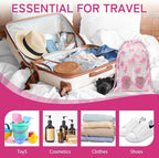 Shoe Bags for Travel, Travel Shoe Bags for Packing, Large Waterproof Portable Drawstring Travel Shoe Storage Bag Travel Essentials Women for and Men (Flowers)