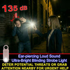 135dB Rechargeable Personal Safety Alarm Built-in Ultra-Bright Flashlight Non Slip Grip Keychain Emergency SOS Siren for Women, Students, Night Runner. Loud Sound Hiking Bear Alerts Hook. Rose Gold