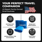 Zero Grid Lightweight Travel Blanket – Premium Compact Wearable Airplane Blanket with Neck Snaps, Cozy Foot Pockets, Zipper Pouch, converts to Soft Pillow for Ultimate Comfort - Royal Blue