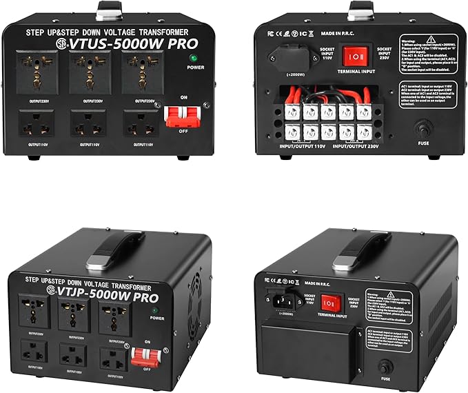 Cantonape 5000 Watt Voltage Converter Transformer - Heavy Duty Step Up/Down Convert from 110-120 Volt to 220-240 Volt and from 220-240 Volt to 110-120 Volt