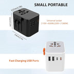 European Travel Plug Adapter, Universal Travel Adapter with PD Fast Charging, 5-Port (1 AC/2 USB-A/2 USB-C) International Power Adapter with Fuse Surge Protection for US EU UK AU - White