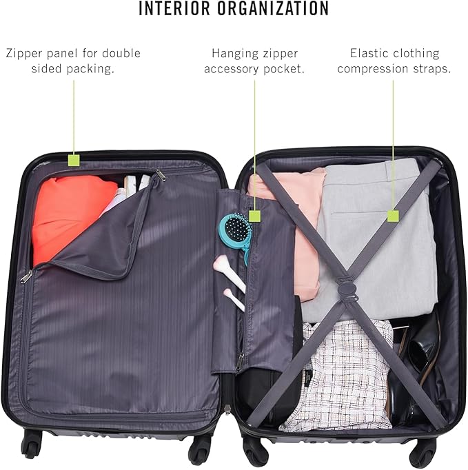 Kenneth Cole REACTION Out of Bounds Lightweight Hardshell 4-Wheel Spinner Luggage, Rose Gold, 24-Inch Checked