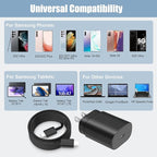Super Fast Charger Type C Kit, 25W PD USB C Android Phone Charger Block & 5FT C Charger Cable Fast Charging Cord for Samsung Galaxy S24 Ultra/S24/S23 Ultra/S23/S22/S21/S20/Plus/Ultra/FE/Note 20/10