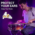 YomauiYee High Fidelity Concert Earplugs for Concerts Musicians, Music Festivals, Earplugs for noise reduction, 24db 2 Pairs (Gold)