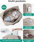 BAGSMART Gym Bag for Women, Carry on Travel Duffel Bag, Water-resistant Weekender with Shoe Compartment for Gym Travel Work, Khaki, Large