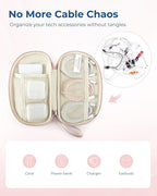 BAGSMART Cord Organizer Travel Cable Bag, Compact Tech Electronic Organizer Travel Case, Essentials for Charger, Cable, Phone, Flash drive - Pink
