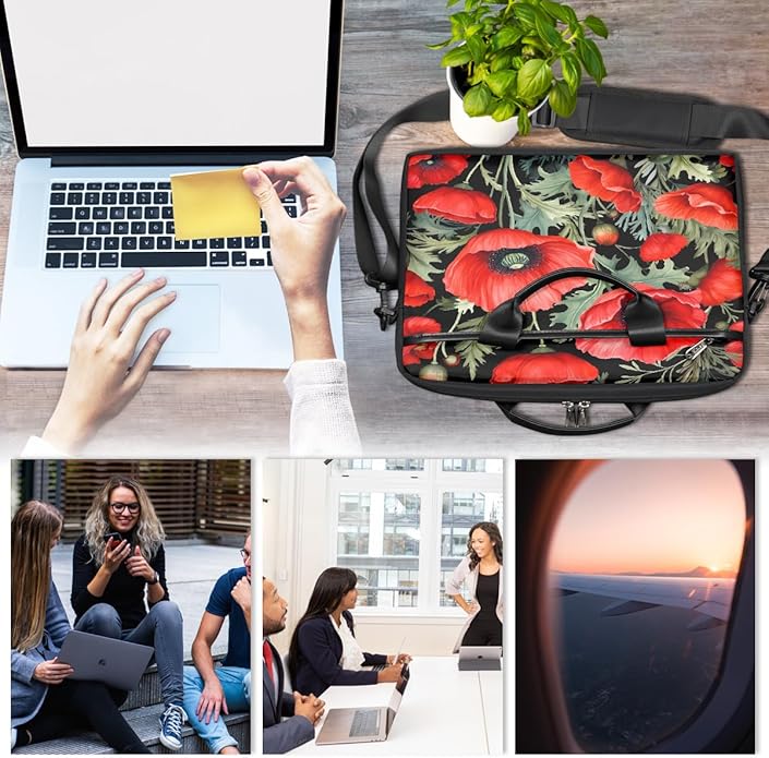 Laptop Shoulder Bag for Women Men, Waterproof Computer Case Messenger Bag Briefcase for Business Office Travel