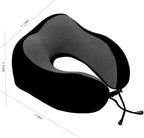 Memory Foam Travel Pillow, Neck Pillow with 360-Degree Head Support, Comfortable Ideal for Sleeping on Airplane, Car, Train, Bus and Home Use, Comes with Storage Bag (Black)