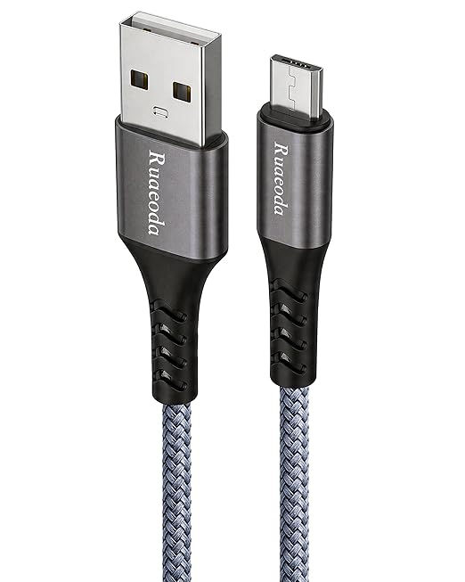 Micro USB Cable 10 ft, Android Charger Cord, High-Speed Fast Charging & Data Sync, Braided Nylon Durable Lead for Samsung Galaxy S7 S6 J7, Kindle, PS4/Xbox, Security Camera (Gray)