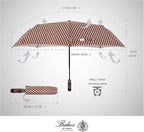 Balios Travel Folding Umbrella with Real Wood Handle Auto Open Close Vented Windproof Canopy - Designed in UK