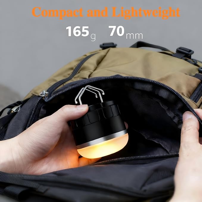 1000LM Rechargeable Camping Lantern, 110H Runtime Compact Portable Tent Light with 5 Brightness Levels, Magnetic Base, IPX4 Waterproof Emergency Hanging Light for Power Outage, Hurricane, Camping