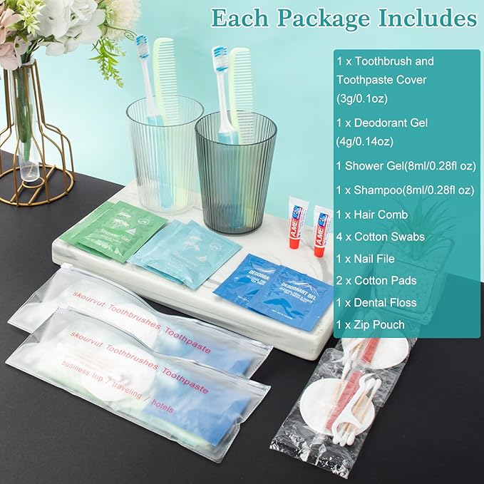 Travel Size Toiletries Bulk Hygiene Kits Toiletry Kit Homeless Care Package Supplies in Zip Pouch,Homeless Kit Bulk Perfect for Camping,Hotel,Charity Men Women Students(Pack of 5)