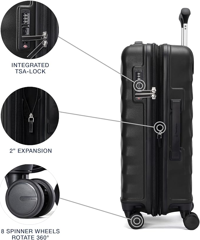 Travelpro Maxlite Air V2 Hardside Expandable Carry on Luggage, 8 Spinner Wheels, Lightweight Hard Shell Suitcase, TSA lock, Black, Carry On 20-Inch