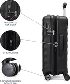 Travelpro Maxlite Air V2 Hardside Expandable Carry on Luggage, 8 Spinner Wheels, Lightweight Hard Shell Suitcase, TSA lock, Black, Carry On 20-Inch