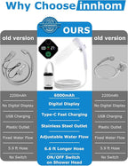 innhom Portable Shower Camping Shower Outdoor Camp Shower Pump, Electric Rechargeable Portable Camping Shower, Powered by Rechargeable Battery