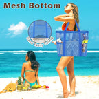 Fammart Mesh Beach Bag with Zipper, Large Beach Tote for Women, Toys Pool Swim Bag Travel Vacation Cruise Essentials