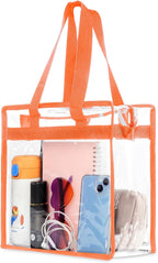 Hoiny Clear Bag for Stadium Events Approved, 12x6x12 Large Transparent Tote Bag with Zipper for Gym Concert Sports Festivals