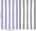 CLOWOOD Plush Oversized Beach Towel - Cotton 40 x 70 Inch Large Thick Charcoal Grey Striped Cabana Pool Swimming Towel