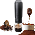 Portable Espresso Maker, 20Bar Pressure & Up to 60 Cups per Charge, Battery Operated Portable Coffee Maker, Works with Ground Coffee & Capsules, for Camping, Car, Travel, and Office Use.