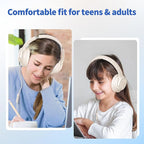 Botesty Sound Headphones Wired with Microphone, Over Ear Foldable 3.5mm Plug in Headphones Corded with 4.9ft Tangle-Free Nylon Cord for Tablet, Laptop, MP3/4, School, Airplane Travel (Beige)