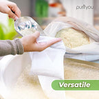purifyou Set of 9 Reusable Produce Bags – Heavy Duty Washable Mesh Grocery Bags with Drawstring, Ideal for Farmers Market, Beach Storage, Refrigerator Use (Extra Large, Large, Small)