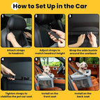 Conlun Dog Car Seat Booster for Small Pet Under 20lbs, Portable Travel Puppy Car Seat with Internal Steel Frame, Comfort Cushion & Storage Pockets, Adjustable Straps Fit Most Cars, Grey