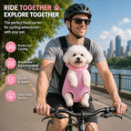 Pet Front Carrier for Small Dogs & Cats, Breathable Legs-Out Riding Carrier for Cycling, Walking & Outdoor Travel, Adjustable Hands-Free Pet Carrier Backpack, Pink