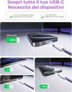 LISEN USB C Cable, 5-Pack [3.3/3.3/6.6/6.6/10FT] USBC to USBC Cable for iPhone 16e 15 Pro Max Charger Cord, 60W (3.1A) C to C Cable Fast Charging for Samsung S25/S24/23, Switch 2, iPad, MacBook,Purple
