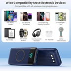 YHO Wireless Portable Charger 40800mAh for iPhone with Built-in Cables,15W Wireless Charging USB C Power Bank,25W PD Fast Charging Travel Essential Battery Pack for iPhone 17/16/15/14-Dark Blue