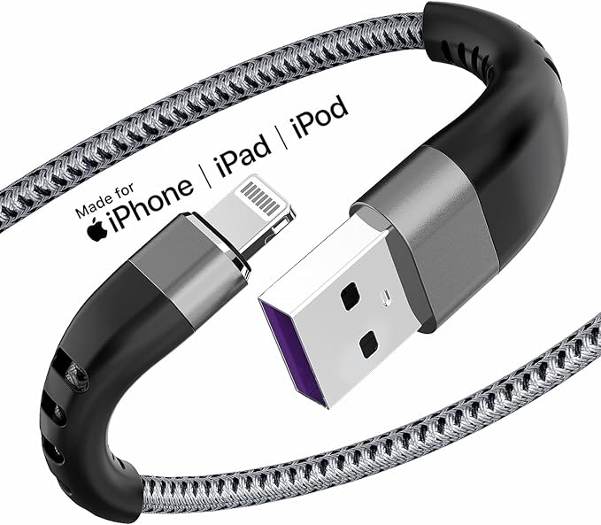 Essri 2Pack for iPhone Charger Cord 6FT, Lighting Cable 6 Feet to USB Charging Cable, Nylon Braided Charging Cord 6 Foot Compatible with iPhone 14 13 12 11 X XS XR 15 Pad -Gray