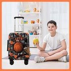 Kid’s Luggage Set 2 Piece Suitcase Set 16’’ Hardside Luggage with Spinner Wheels Girls Boys Carry on Toddler Luggage Travel Rolling Luggage Carry on Luggage Airline Approved Basketball