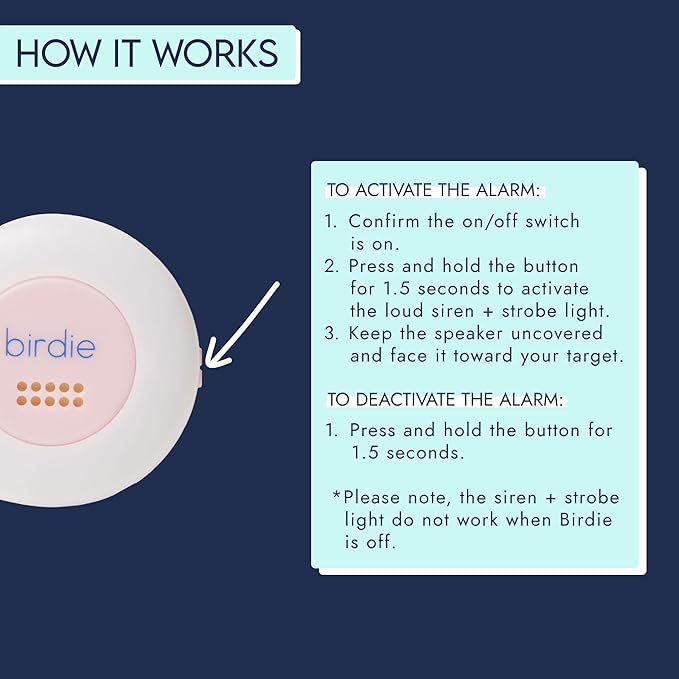 She's Birdie - The Original Personal Safety Alarm Disc for Bikes, Hikes, and Late Nights - Loud Siren, LED Light for Extra Visibility, Rechargeable, Handsfree, Lightweight, Water Resistant (Blossom)