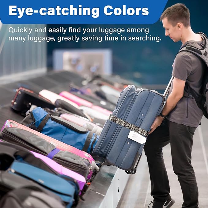 2 Pack Luggage Straps for Suitcases, Adjustable Travel Belt with Double Lock and Quick Release Buckle, Heavy Duty Nylon Bag Packing Strap, Unique Identifiers Business Travel Accessories-Dark Totem