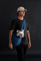 Noah & Paw Dog Sling Carrier for Small Dogs 3-10lb, Dog Sling for Small Dogs and Cats, Dog Carrier with Adjustable Padded Strap, Vegan Denim Lined with Fur, 3X Safety Features, Machine Washable