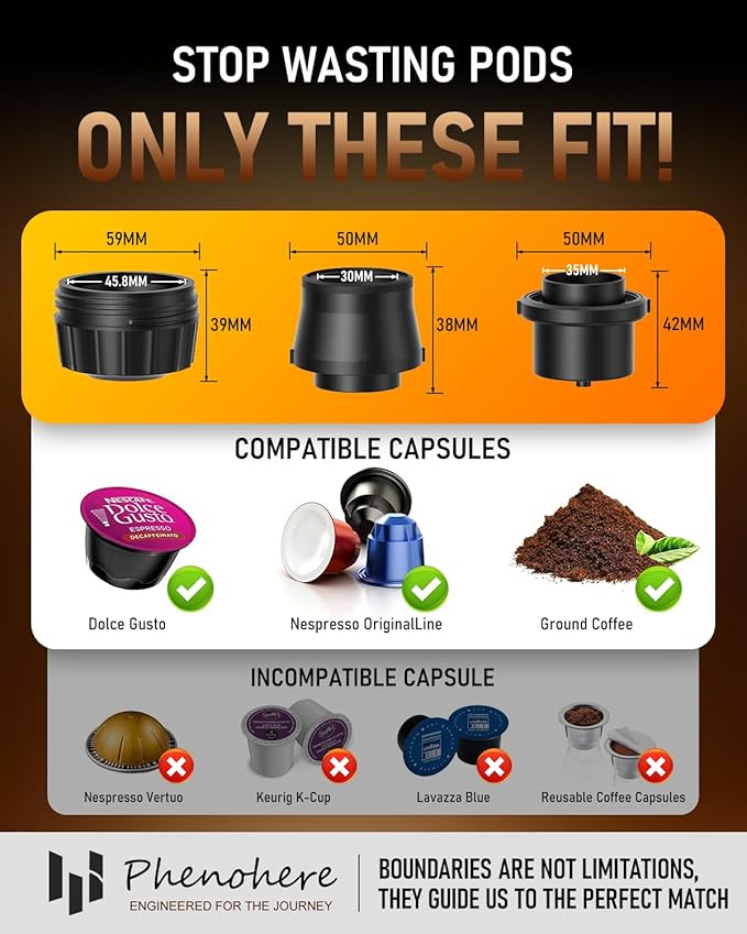 6-in-1 Portable Electric Espresso Machine–20Bar Self‑Heating camping coffee maker with 7500mA Battery,Display,compatible with Large/Small Capsules&Coffee Powder for Travel,Camping,Car&Office