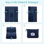 SINLAND Travel Pillow and Blanket 2-in-1 Set,Airplane Packable Bag,Soft and Lightweight Plane Flight Car Trips Travel Essentials Gift,Hand Luggage Sleeve and Backpack Clip,60x50 Inch NavyBlue