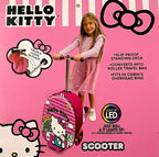 Fast Forward Hello Kitty 2-in-1 Kids Scooter Suitcase & Ride-on Carry-on Luggage Lightweight Travel Case with Built-in Kick Scooter