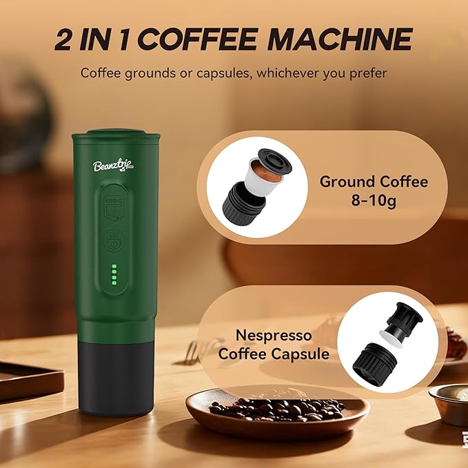 H02 PRO Portable Espresso Maker, Compatible with NS Capsule & Ground Coffee, Father's Day Coffee Maker, 20 Bar Self-heating Small Electric Travel Espresso Machine for Camping, Hiking