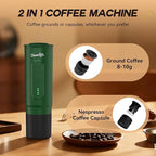 H02PRO Travel Coffee Maker, Portable Espresso Machine for Camping, 20 Bar Mini Coffee Maker Compatible with NS Capsule & Ground Coffee, Battery Operated Self-heating Car Coffee Machines for Travel