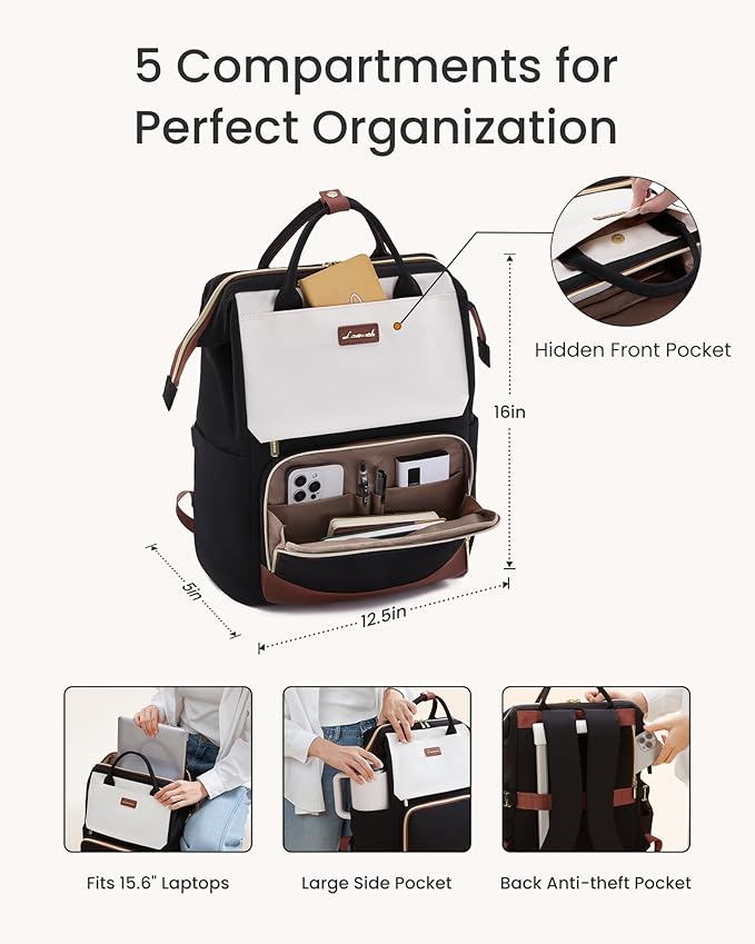 LOVEVOOK Laptop Backpack for Women with Giant Tumbler Holder Pocket, 15.6 inch Travel Work Bag Purse for Nurse Teacher, Waterproof Casual Daypack Bookbag for College Business