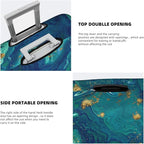 Travel Luggage Cover Suitcase Protector, Gold Blue Abstract Marble Washable Elastic Suitcase Baggage Cover Anti-scratch Double-sided with Zipper Closure for Wheeled Suitcase Fits 25-28 Inch Luggage